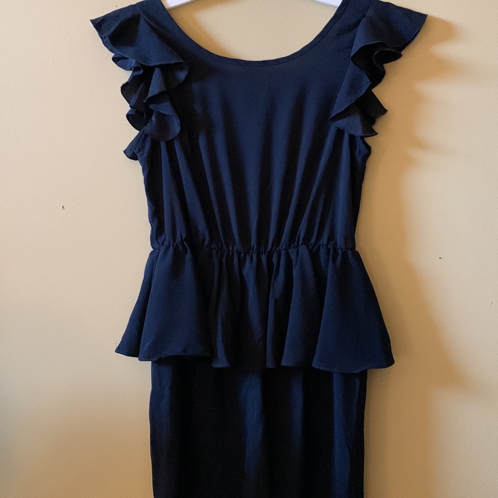 A New York Sz S Navy blue ruffled dress New With Tags